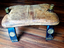Antique MCM Egyptian Camel Saddle Leather Seat & Wood Footstool - Ottoman Stool, used for sale  Shipping to Canada