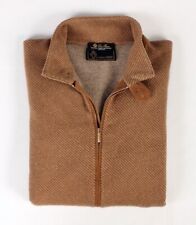 $9250 LORO PIANA Vicuna Vicuña / Baby Cashmere / Suede Full Zip Sweater - 52 L for sale  Shipping to South Africa