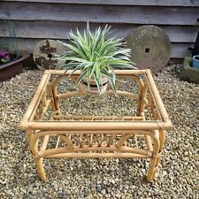 Vintage Rectangular Coffee Table Bamboo Rattan Wicker Glass Top Boho Tiki Retro for sale  Shipping to South Africa