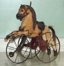 Triciclo antigo cavalo velocípede brinquedo infantil ferro forjado e madeira cauda de cabelo real comprar usado  Enviando para Brazil