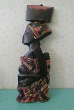 Escultura em madeira africana vintage mulher mãe com filho 17,5" x 6,5" comprar usado  Enviando para Brazil