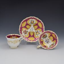 Antiguo trío de tazas y platillos de té y café de porcelana fina de carbón 2/597 c.1830 n.o 7, usado segunda mano  Embacar hacia Argentina
