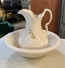 Ironstone Large Wash Basin with Floral Pitcher 15-1/2" and 11-1/2" for sale  Shipping to South Africa