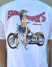 Camiseta gráfica de motocicleta Hawaiian Island Chopper's hombre mujer blanca algodón, usado segunda mano  Embacar hacia Argentina