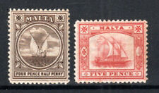 Malta 1899-1901 4 1/2d Gozo barco de pesca e 5d galley SG 32-33 MH comprar usado  Enviando para Brazil