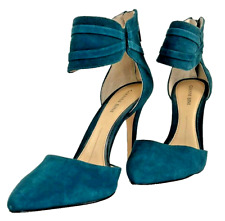Gianni Bini Womens Teal Suede Heels Size 7.5 Ankle Cuff Closed Toe Stiletto, used for sale  Shipping to South Africa