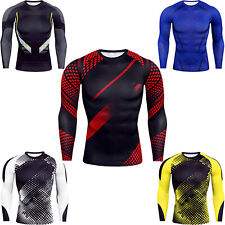 Mens Sport UPF 50+ Rash Guard Shirt Long Sleeve Sun Protective Quick Dry Wetsuit, used for sale  Shipping to South Africa