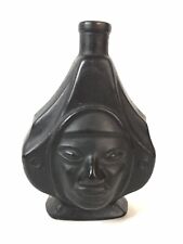 Garrafa de vidro vazia preta vintage com face 3D 6,5", usado comprar usado  Enviando para Brazil