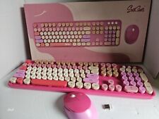 Combo inalámbrico de teclado y ratón, máquina de escribir ergonómica tamaño completo retro barra redonda segunda mano  Embacar hacia Mexico