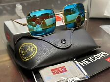 Ray-Ban.SQUARE RB 1971  Gold/ blue Lenses (9148/62) Unisex Sunglasses for sale  Shipping to South Africa