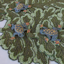 Set 4 Whimsical 22" BEADED Placemats LEAVES Lilypads w FROGS * KIM SEYBERT NYC for sale  Shipping to South Africa