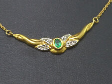 Collier 750 Gold 18 Karat Gelbgold Halskette necklace Diamant Smaragd G2678/22 gebraucht kaufen  Weststadt