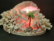 Vtg 1950's MCM TV Lamp Large Conch Shell Sea Shells Coral Palm Tree Beach Decor  for sale  Shipping to South Africa