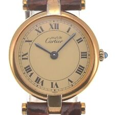 Reloj CARTIER Must Vendome SV925 (GP)/cuero esfera beige cuarzo señora N#129623, usado segunda mano  Embacar hacia Argentina