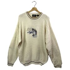 VTG Ash Creek Cable Knit Sweater Embroidered Sportsman Fishing Wildlife Large for sale  Shipping to South Africa