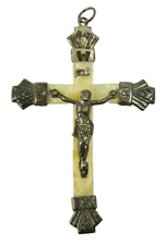 Pingente de crucifixo antigo celóide com tampas de extremidade de prata marca registrada francesa comprar usado  Enviando para Brazil
