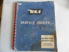 Bsa sevice sheets for sale  IPSWICH