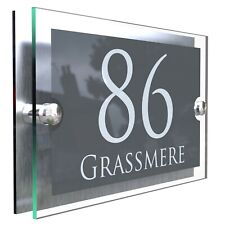 House Number Plaques Glass Effect Acrylic Signs Door Plates Name Wall Display for sale  Shipping to South Africa