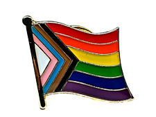 Progress Pride Badge Lapel Pin LGBTQIA LGBTQ+ Gay Trans Bi Minorities Rights UK for sale  NUNEATON