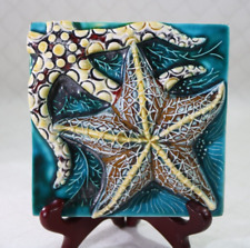 Azulejos portugueses 5,25" x 5,25" estrela do mar levantada, braços de polvo, deslumbrante comprar usado  Enviando para Brazil