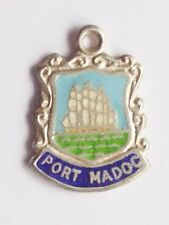 Pulseira de viagem Port Madoc vintage prata esterlina escudo esmalte charme cidade, usado comprar usado  Enviando para Brazil