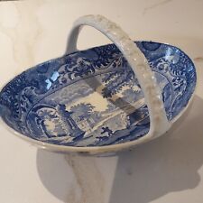Rare Vintage Copeland Spode Blue Italian Handled Fruit Basket - Very Old Repair for sale  BLAIRGOWRIE