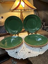 Romertopf Set of (4) TERRA ROSA RECO Clay 10” Dinner Plates Hunter Green Mexico for sale  Shipping to South Africa