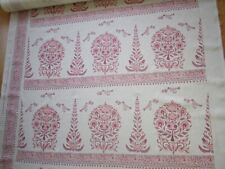 Kalamkari Quadrille 19" REPEAT UNIT Pinks Linen Border Print Fabric Handprint for sale  Shipping to South Africa