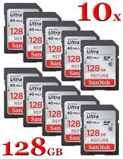 LOTE DE 10 tarjetas de memoria SanDisk Ultra 128 GB SDXC UHS-I de hasta 40 MB/s (SDSDUNC-128G) segunda mano  Embacar hacia Mexico