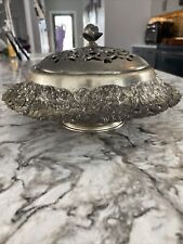 Antique Silver On Copper Footed Dish With Lid. Flower Pattern., used for sale  Shipping to South Africa