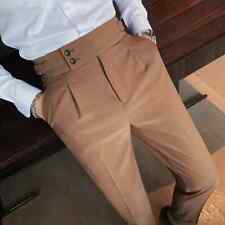 2023 Men's high waisted pants in solid color, British business and leisure for sale  Shipping to South Africa