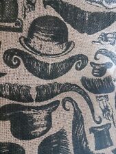 Mustache print burlap for sale  Shipping to Ireland