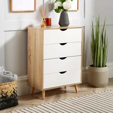 Chest of 4 Drawers Oak and White Solid Wood Legs Scandi Style BSeconds for sale  Shipping to South Africa