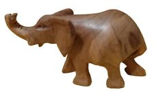 VINTAGE Wooden Elephant Statue Hand Carved SOLID Wood NO Tusks 4" H 7" L for sale  Shipping to South Africa