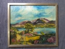 Vintage Oil Painting Landscape, Scottish Highlands, Loch, Ben Nevis, Boats  for sale  Shipping to South Africa