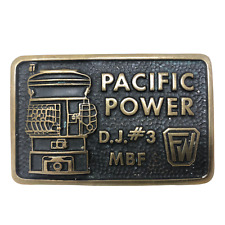 De colección Pacific Power DJ 3 MBF hebilla de cinturón de latón sólido trabajadores eléctricos 1985 segunda mano  Embacar hacia Argentina