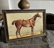 Vintage Antique Mid Century Gold-tone Decorative Picture Frame Horse Print Decor for sale  Shipping to South Africa