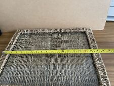 Vintage Serving Tray Wicker Rattan Metal Toughened Glass Top Tea TV Lap 38x47cm for sale  Shipping to South Africa