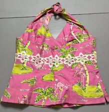 Lilly Pulitzer Halter Top Size 2 Pink Flamingo Island Vacation Cruise Boating for sale  Shipping to South Africa