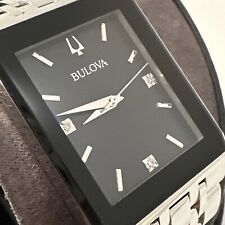 Bulova Quadtra relógio masculino quartzo diamante destaque mostrador preto 30x45mm 96D145 comprar usado  Enviando para Brazil