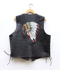 Primer Chaleco Negro de Cuero Genuino Indio Nativo Americano Talla XL Moto Ryder segunda mano  Embacar hacia Argentina