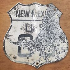 VINTAGE PORCELAIN NEW MEXICO ROUTE 66 ENAMEL GAS & OIL GARAGE MAN CAVE SIGN for sale  Shipping to Canada