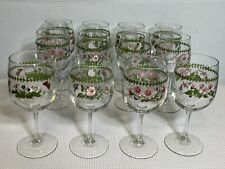 Portmeirion Botanic Garden Set Of (12) Wine Glasses Goblets 12OZ-Assorted Motifs, used for sale  Shipping to South Africa