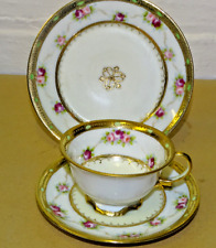 NORITAKE   CUP SAUCER PLATE TRIO PINK ROSE  GOLD ART DECO TEA SET DINNER SERVICE, used for sale  Shipping to South Africa