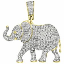 Pingente de tronco de elefante de diamante simulado corte redondo 2,00 quilates ouro amarelo 14k por cima comprar usado  Enviando para Brazil