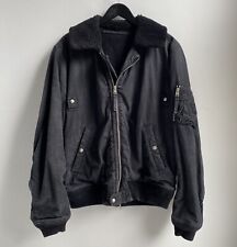 Allsaints FARO Washed Black Bomber Jacket Aviator Sherpa Collar Men’s Medium for sale  Shipping to South Africa
