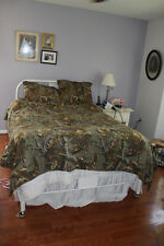 Leafy Oak Camo Brown Ivory Pattern Queen Comforter with Shams Used, used for sale  Shipping to South Africa