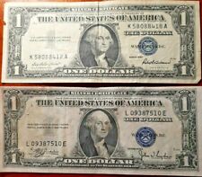 2 note lot USA 1935 & 1957 You get BOTH SILVER CERTIFICATES stock photos similar for sale  Houston