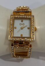 Ladies GOLD TONE FAAHION WATCH CUBIC ZIRCONIA BEZEL &BAND Highlights WORKING for sale  Shipping to South Africa