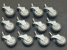 (Set of 12) Threaded Swivel Casters 2" x 7/8" Gray - TPR 3/8"-18 Thread 1" Stem, used for sale  Shipping to South Africa